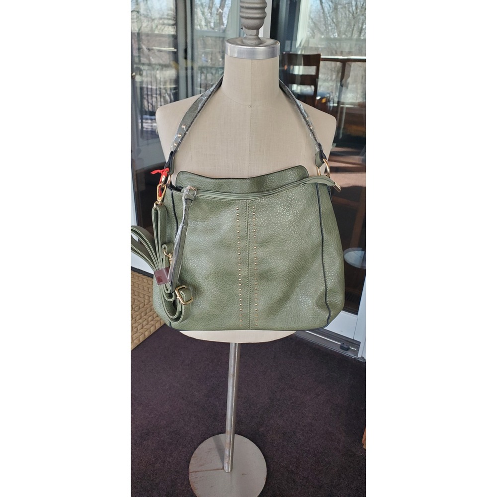 Montana West Women Olive Green Studded Hobo Shoulder Bag Purse MWC 128GN